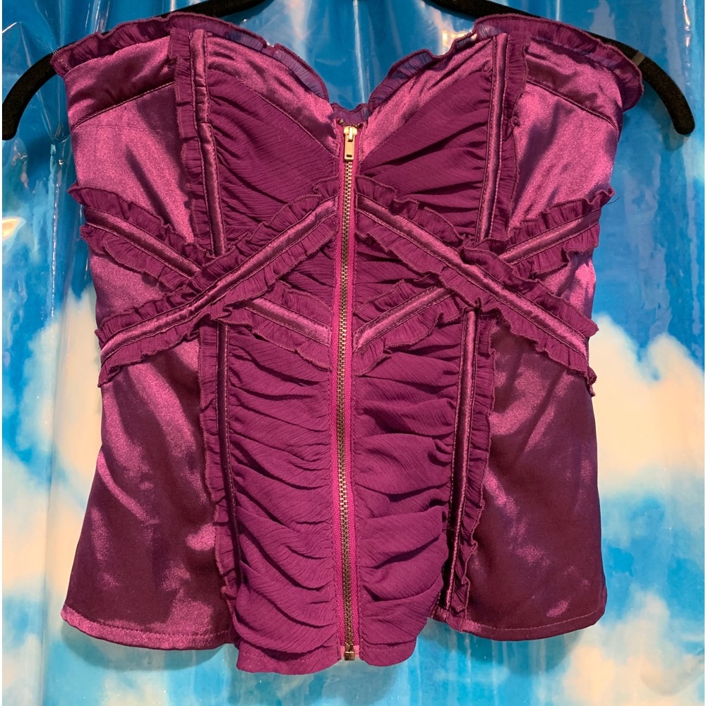 GORGEOUS Bebe Purple Front Zip Corset